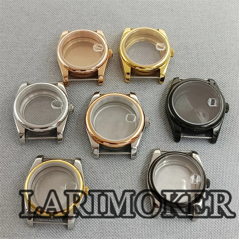 

LARIMOKER 36mm/39mm okrągła ramka polerowana obudowa szafirowe szkło pasuje do NH35 NH36 ETA2836 Miyota 8205 8215 821A DG2813 3804 mechanizm