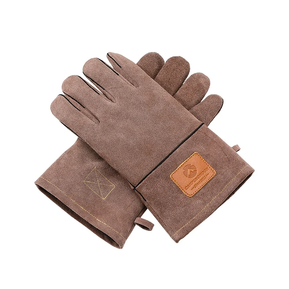 

Flameretardant Heat Insulation Gloves Leather Gloves Outdoor Camping Picnic BBQ Dual-layer Separable Gloves