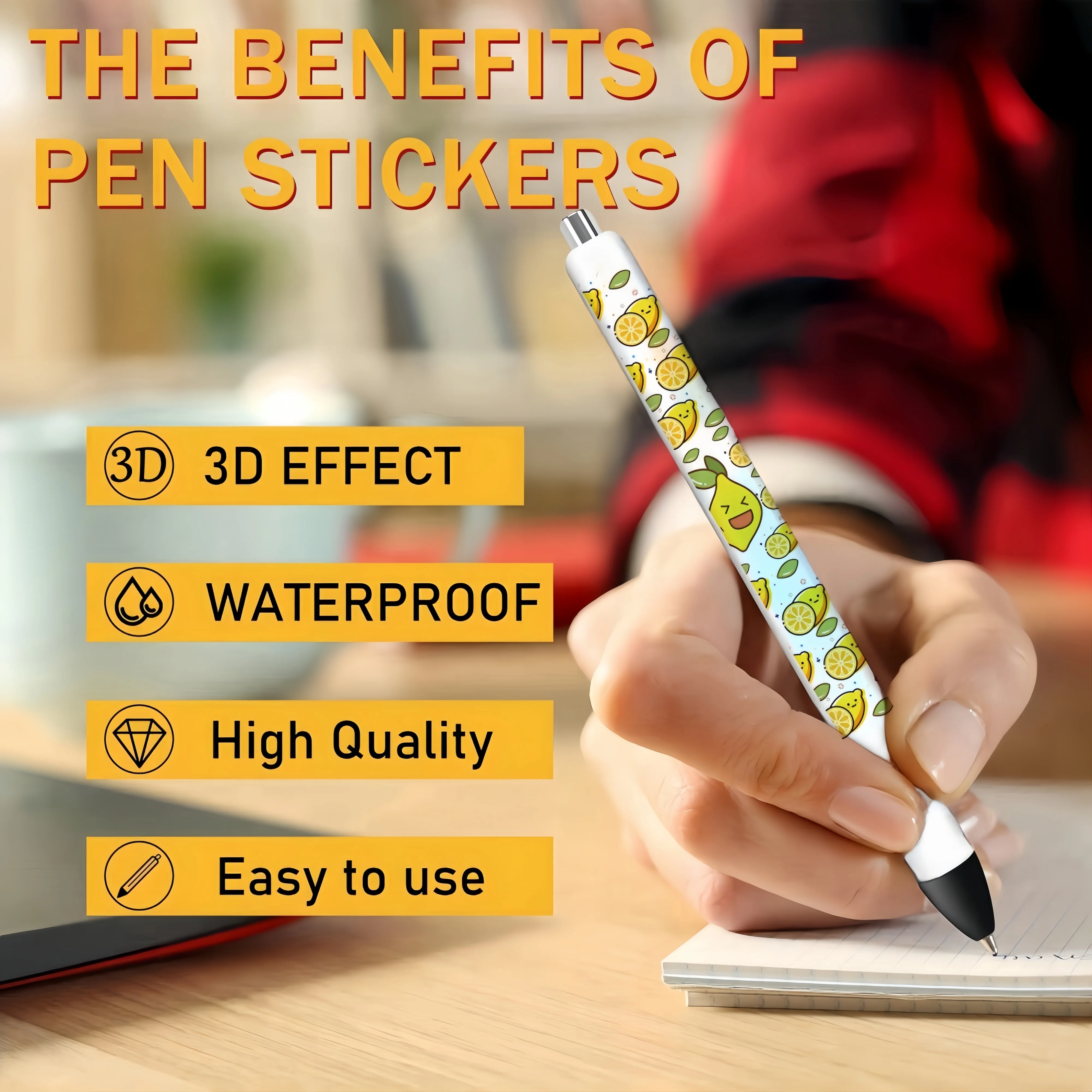 Fruit Pattern UV DTF Pen Wrap Stickers, Waterproof Transfer Stickers, DIY Pen Wraps, Decals, 10 Sheets