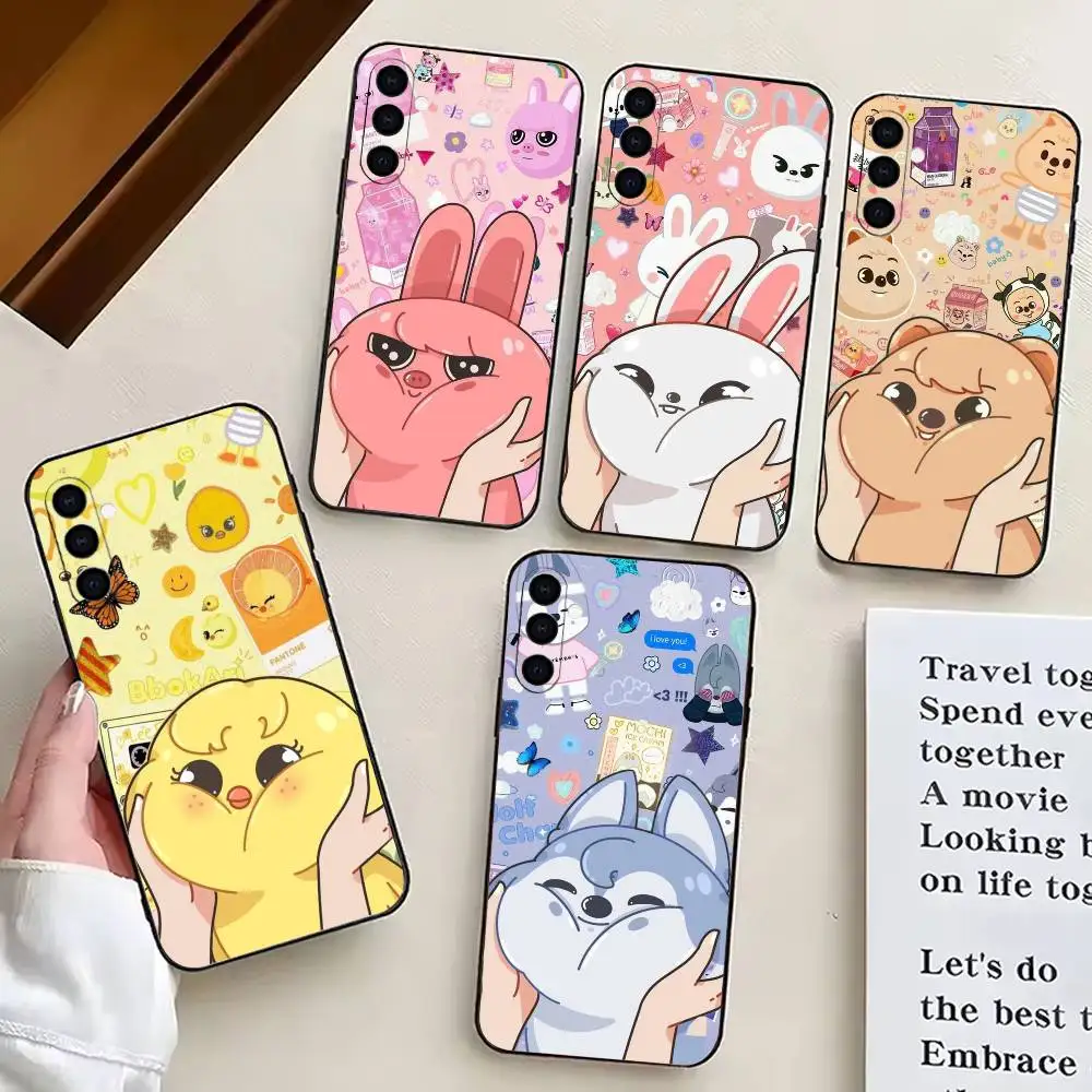 

S-StrayS Cartoon fat cute K-kids Phone Case Black Silicone Soft For Samsung Galaxy A73,A72,A71,A70,A53,A52,A51