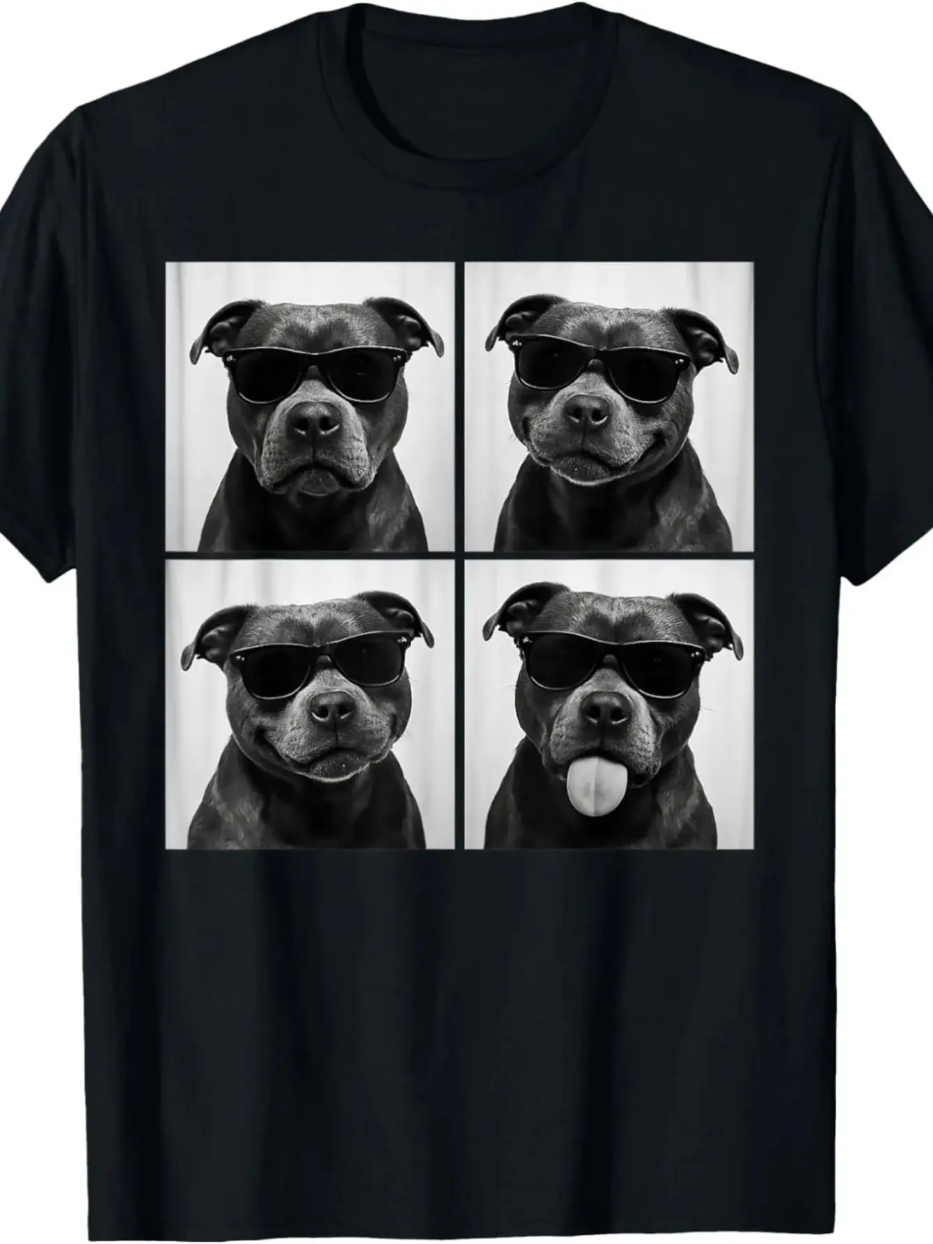 Funny Staffordshire Bull Terrier Lover Cute Dog Photo T Shirts Men Humor Streetwear Short Sleeve Unisex Loose Clothing
