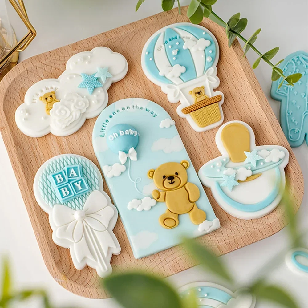 Baby Douche Taart Decoreren Gereedschappen Cookie Press Stempel Embosser Biscuit Cutter Fondant Sugarcraft Cookie Cutters Mold Cakevorm