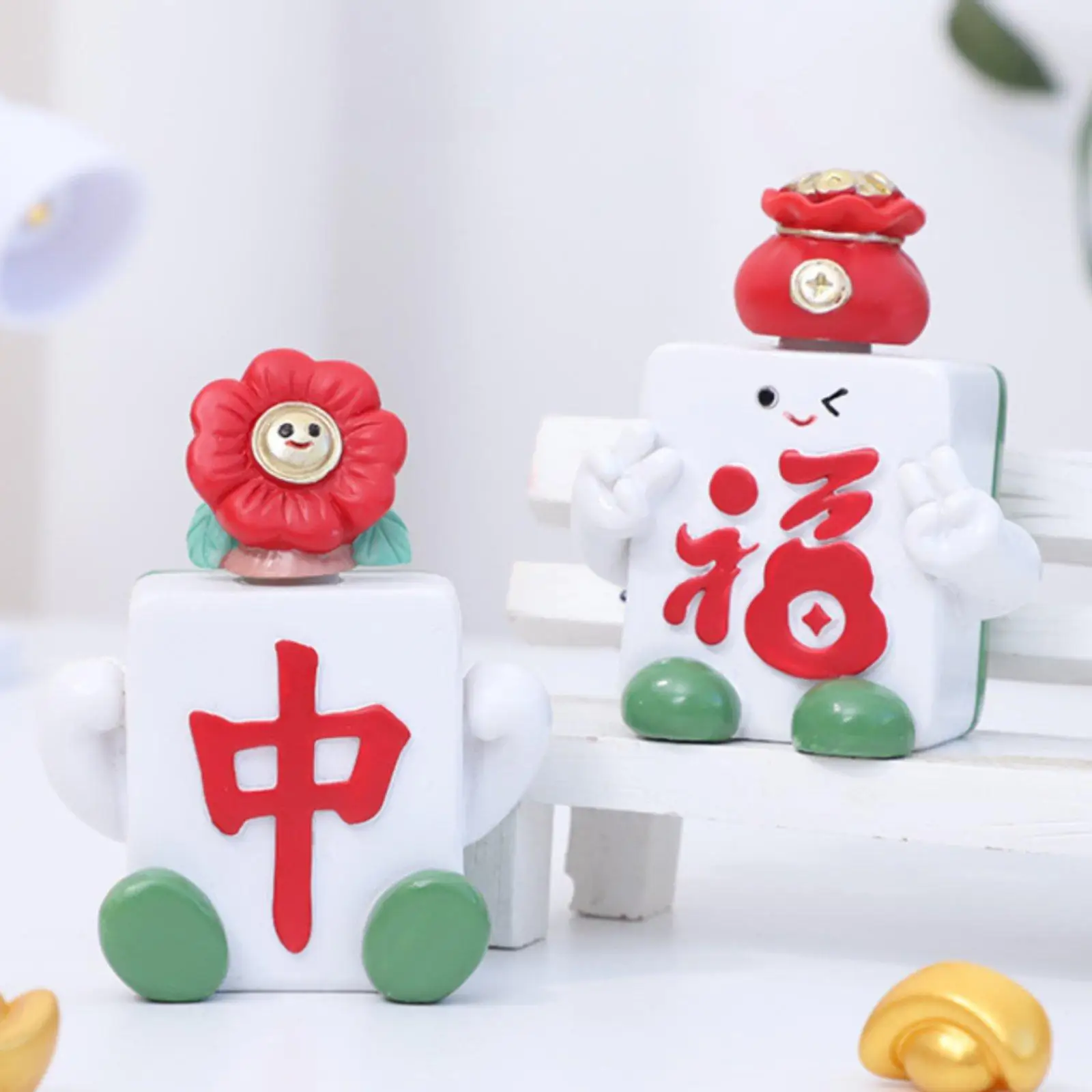 Rotating Mahjong Ornament Creative Gift Fortunate Character Bobblehead