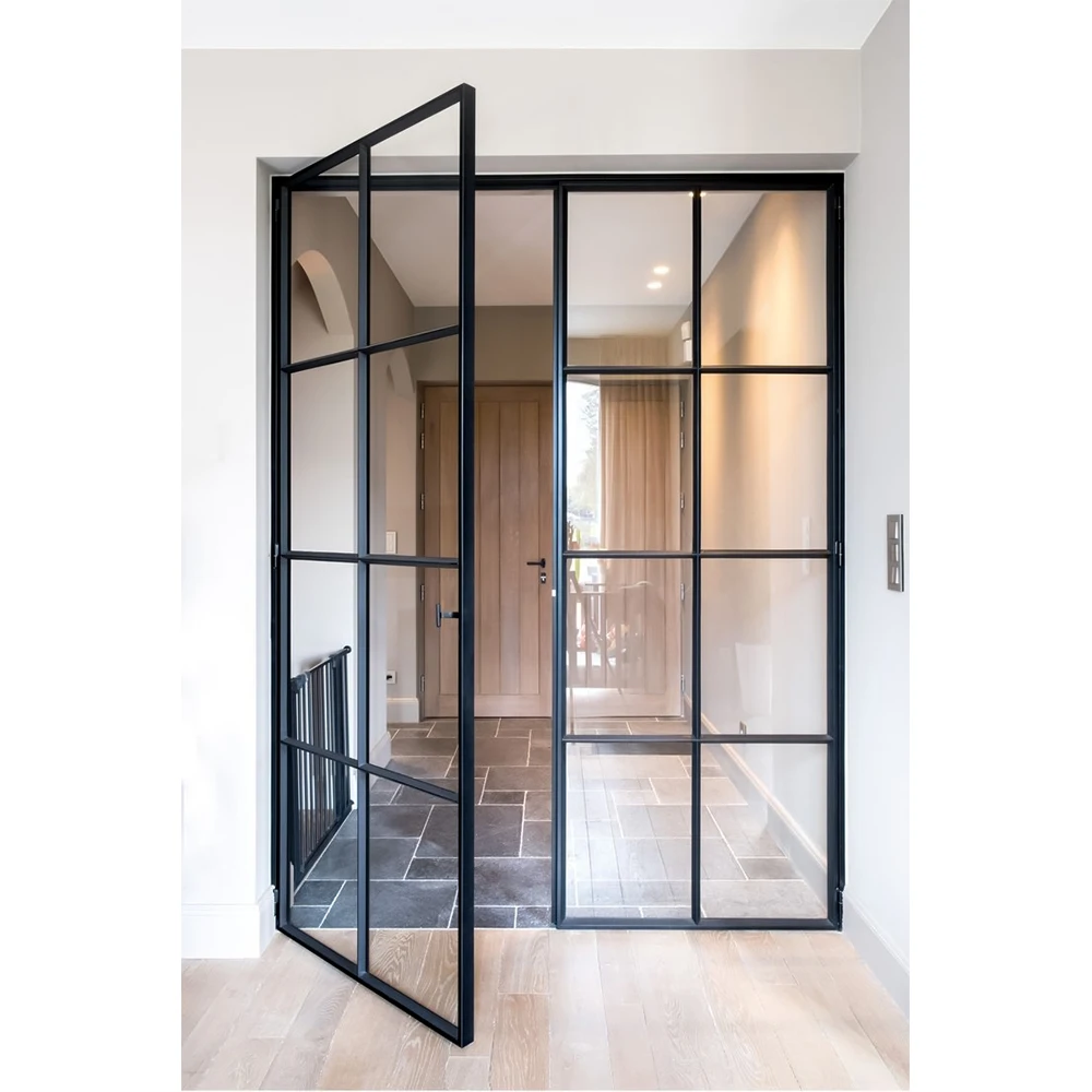 

For Customized Modern Hinged French Glass Door Interior Wrought Iron Door Glass House Door