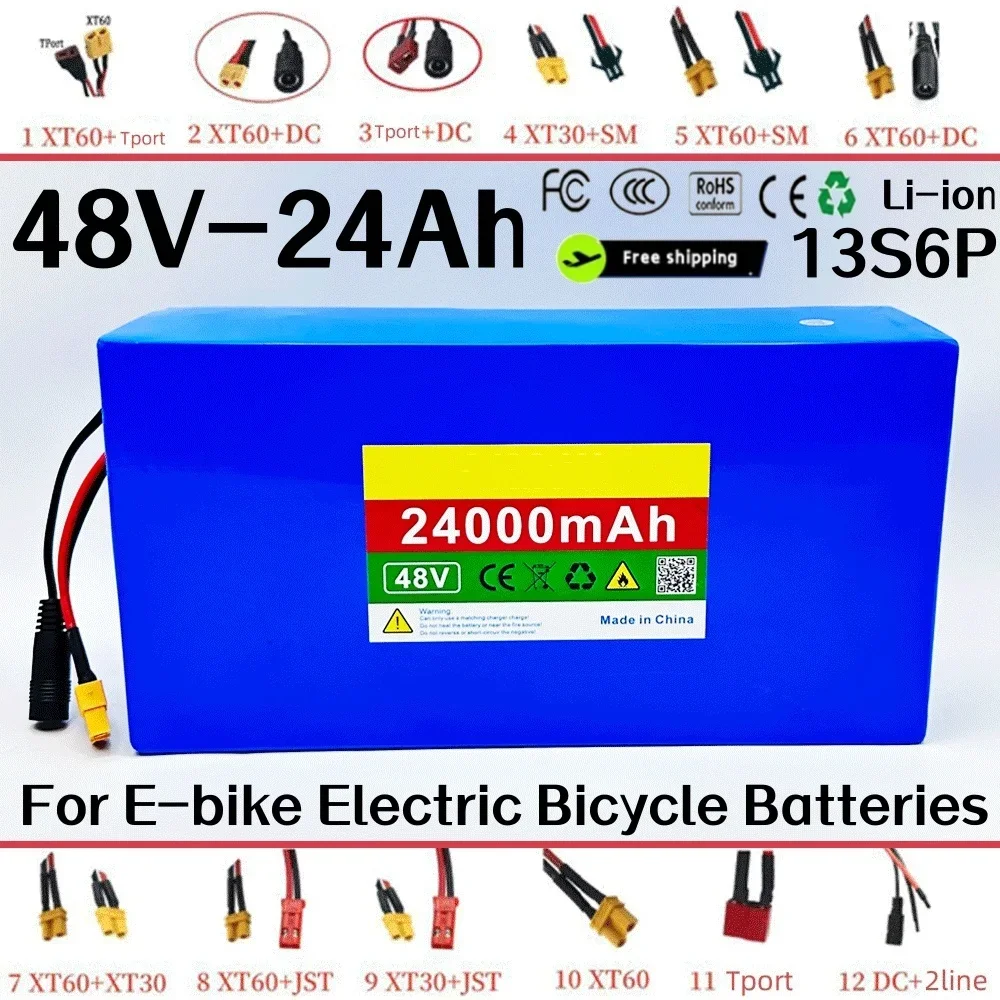 

100% brand-new 48V 24000mAh 13S6P Li-ion Battery Pack 2000W Citycoco Motorized Scooter Battery Built In 50A BMS+54.6v 2a charger