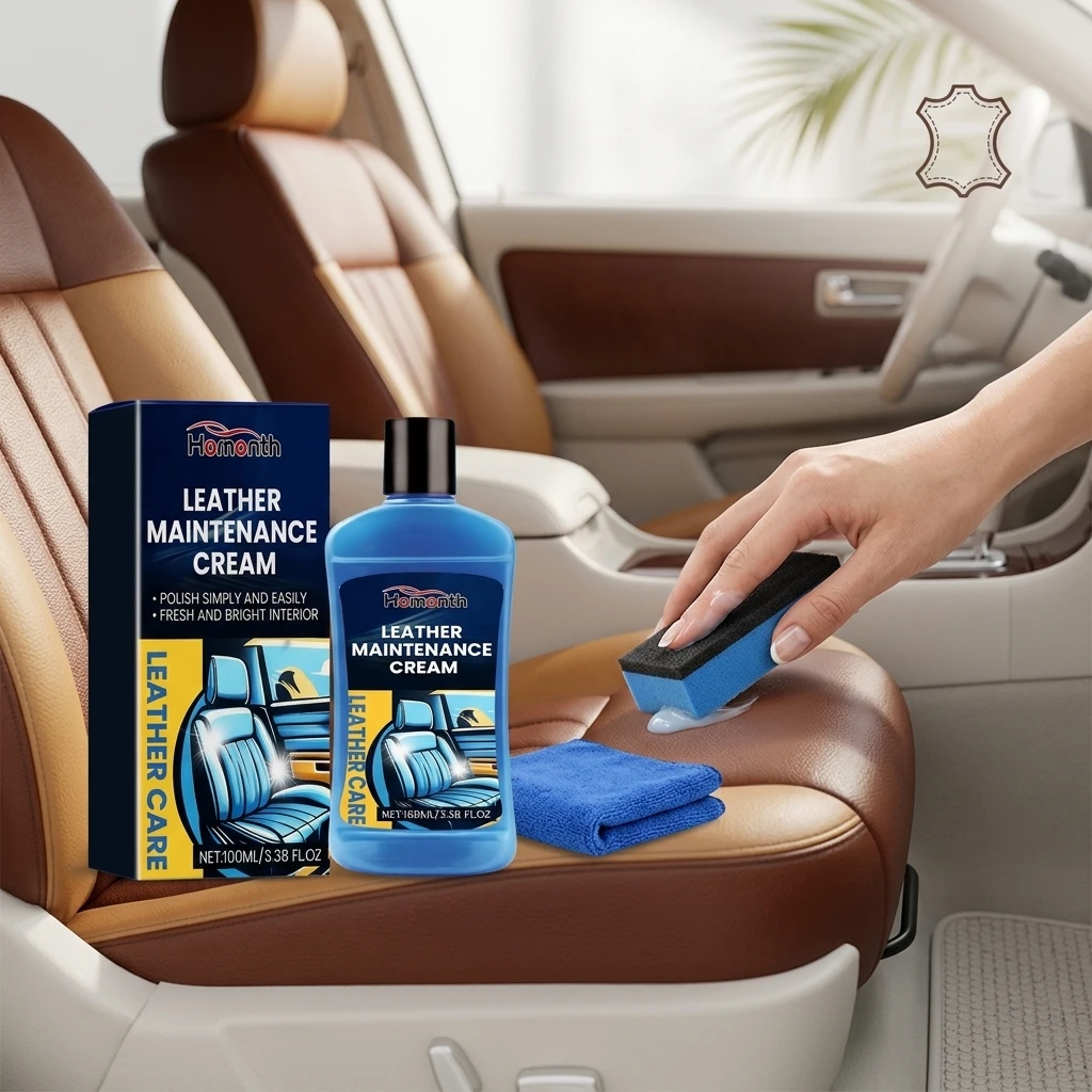 Car Leather Maintenance Cream Scratch Repair Seat Refurbish Steering Wheel Decontamination Brighten Multifunctional Polish Paste