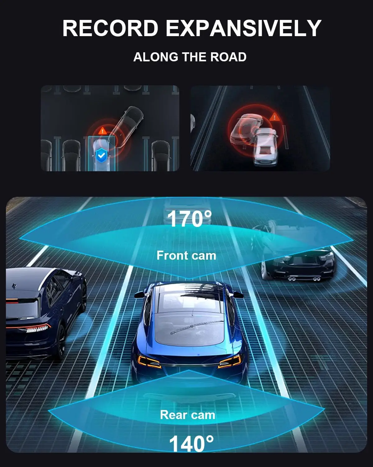 كاميرا مرآة 4K/2K، Starvis2 IMX678 كاميرا مرآة الرؤية الخلفية للسيارة مع بطاقة 64 جيجابايت مع مجموعة الأسلاك الصلبة للكاميرا #3