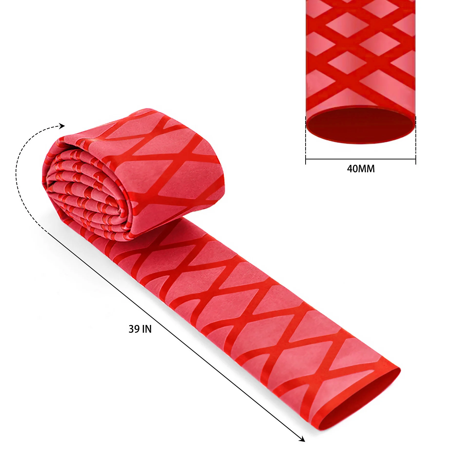 Tubo termorestringente rosso lunghezza 39 pollici diametro 40 mm Tubo a X avvolto adatto per canna da pesca, tubo per attrezzature fitness