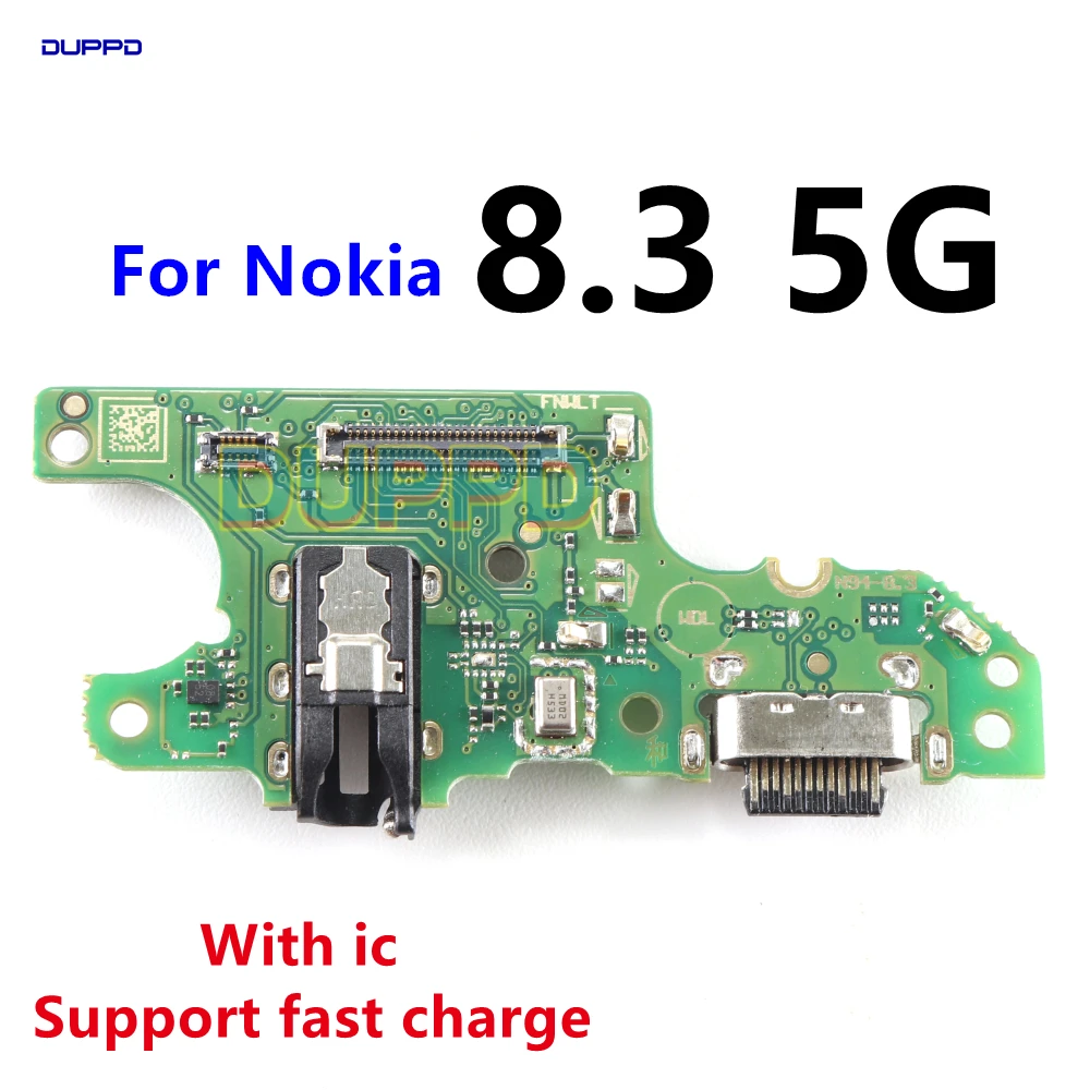 USB Tipo-C Porta de Carregamento, Mic Sensor, Antena, fone de ouvido Jack Board Connector, Mainboard Flex Cable, Fit para Nokia 8.3 5G