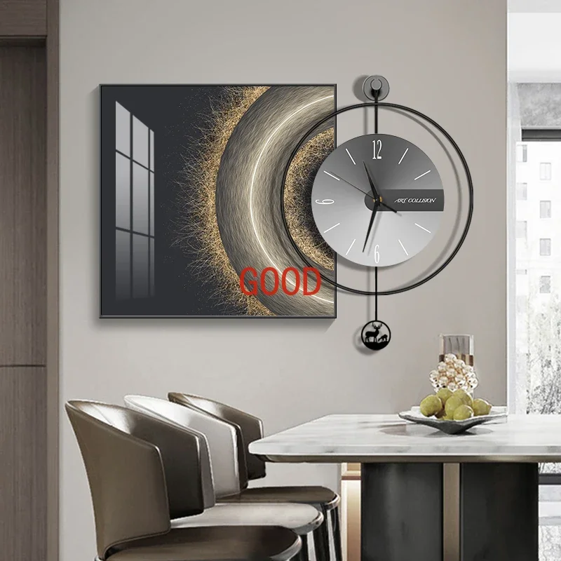 New modern light luxury clock creative wall clock living room home dining room hanging picture hanging wall silent clock