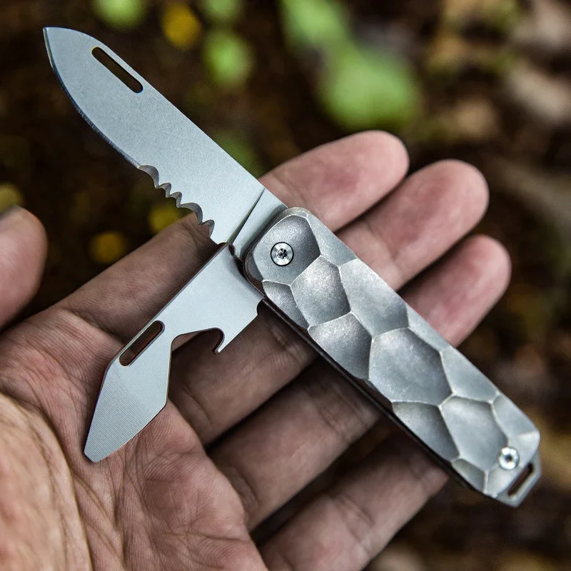 Titanium Alloy Mini Knife Multifunctional Pocket Knives Portable Folding Knife Outdoor Camping Survival Self-defense Knives