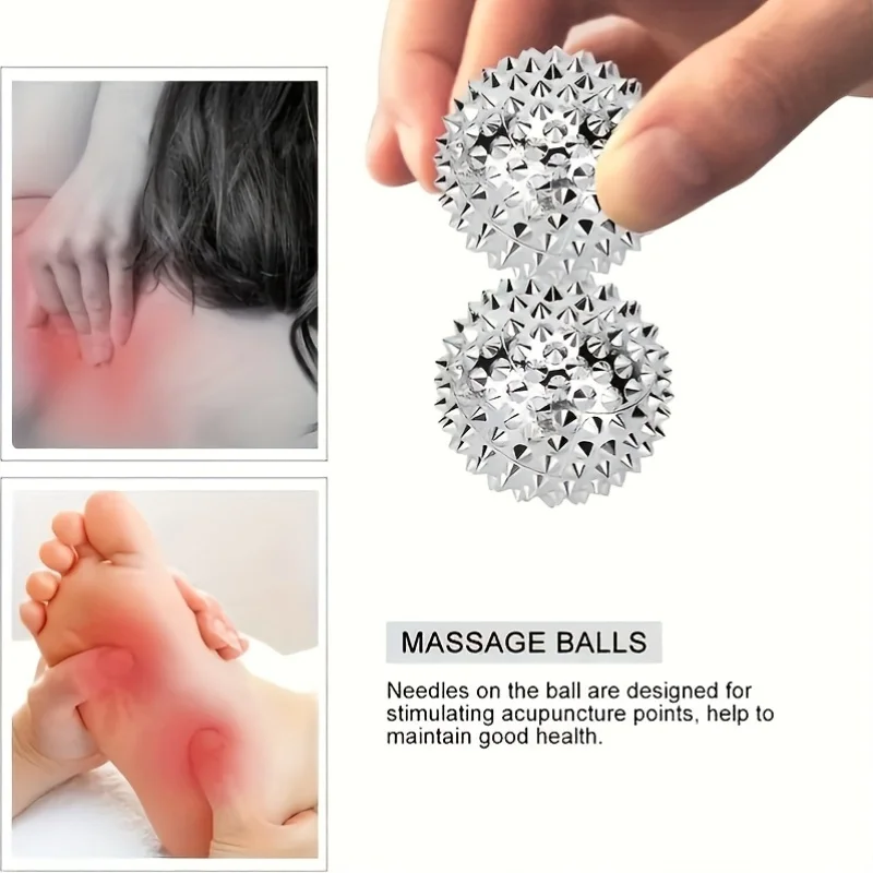 2Magnetic hedgehog massage ball，Metal acupoint massage ball，Small, palm-sized, and finger-pressure massage ball，Used for muscle
