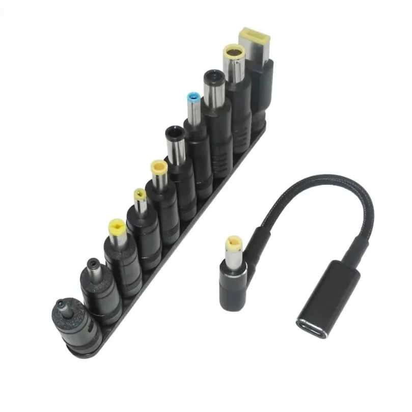 Universal USB C to DC Power Converter 100W PD Charging Adapter Type C Female to DC Male Jack Cord for Notebook Laptop 10 Plugs