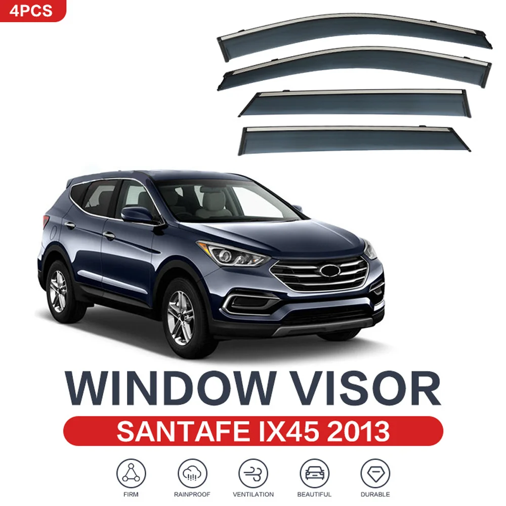 

Chrome Strips Rain Guards for HYUNDAI SANTA FE IX45 NC 2013-2018 Window Visor Wind Deflectors Door Visor Vent Shades Ventvisor