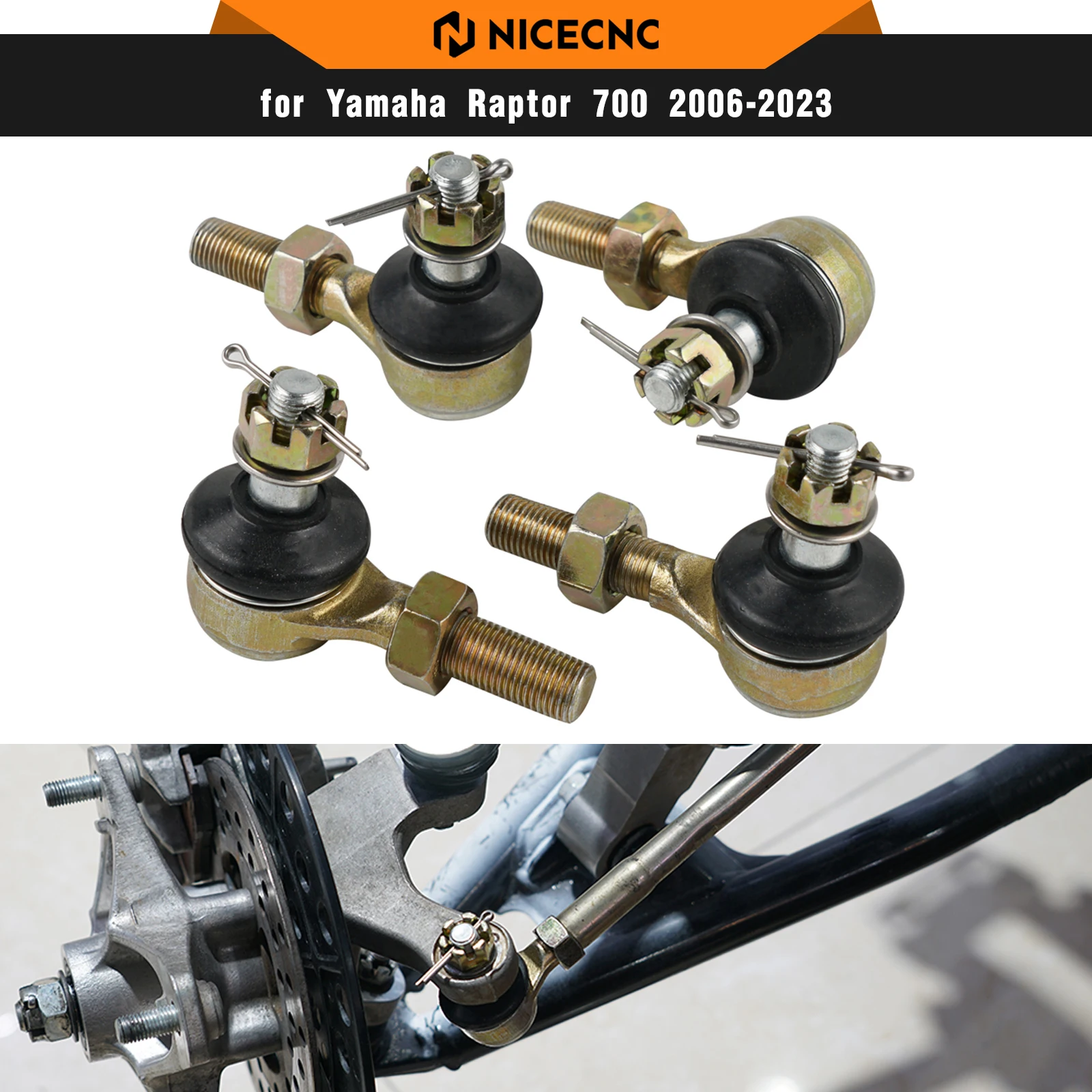 NICECNC Kugelgelenk-Lenkstangen-Enden-Kit für Yamaha Raptor 700 2006-2023, Raptor 700R 2009-2023, YFZ450R 2009-2023, YFZ450X ATV-Lenkung