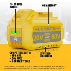 For DEWALT 20V/60V MAX compatible DCB609 DCB547-XJ DCB200 DCB201 DCB609 DCB182,DCB204 Batería for flexvolt 60v max bater