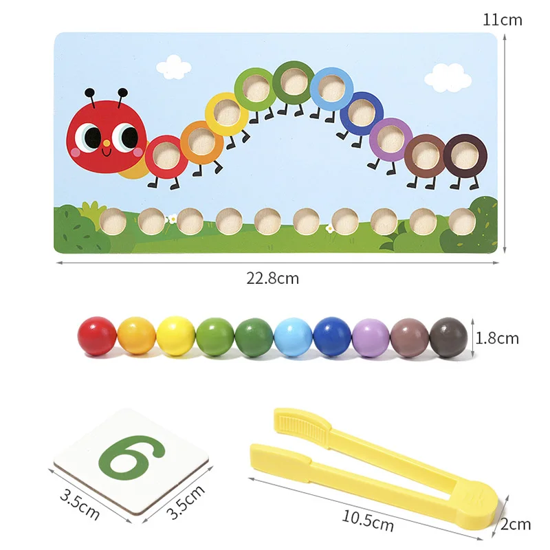 Grampo de Madeira Beads Jogos para Crianças, Montessori Toy, Color Matching Puzzle, Set Aprendizagem, Fine Movimento de Formação, Matemática Brinquedos Educativos