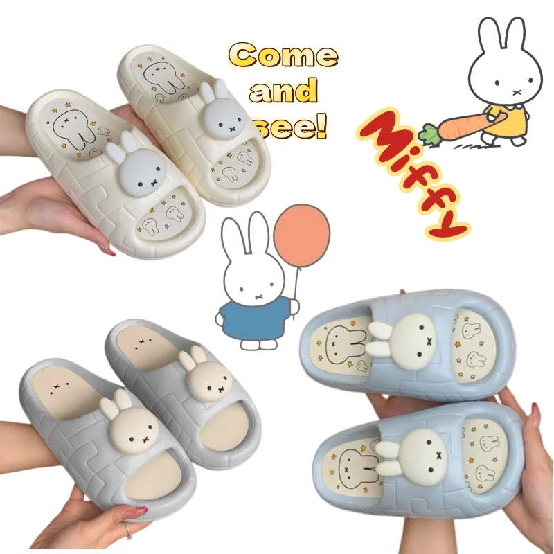 

Miffy Rabbit Cartoon Cute Slippers with High Appearance, Soft Bottom for Outdoor Wear, Non Slip at Home, Indoor Cool Dragging