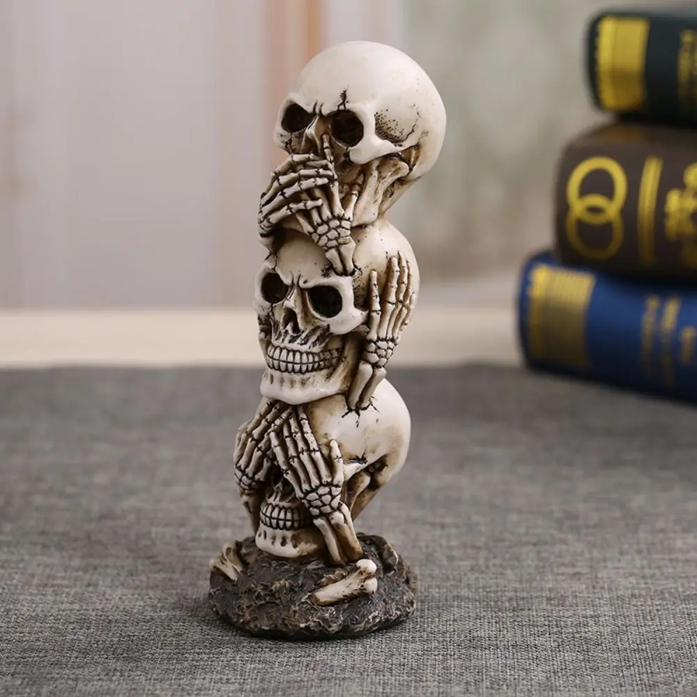 Funny Handicraft Skeleton Character Statues 3D Terrifying Halloween Skeleton Ornaments Cartoon Resin Skull Figurine Photo Props