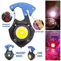 Mini COB Portable Keychain Torch LED Flashlight 7 Lighting Modes Rechargeable Emergency Lamp with Screwdriver Window Breaking