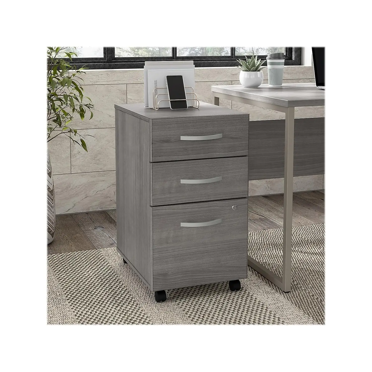 #3 Drawer Mobile File Cabinet Rolling Storage Pedestal Locking Legal Letter, Office Home, Assembled, Customized