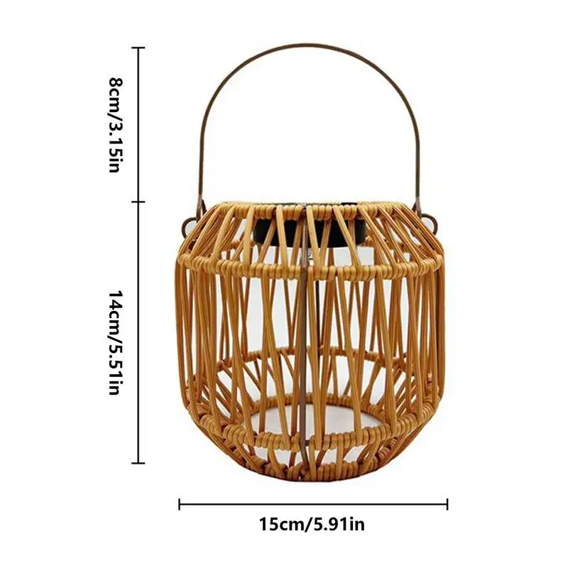 Decorative Solar Lanterns Rattan Woven Handheld Solar Lantern Hangable Light IP65 Waterproof Garden Decoration For Patio Path