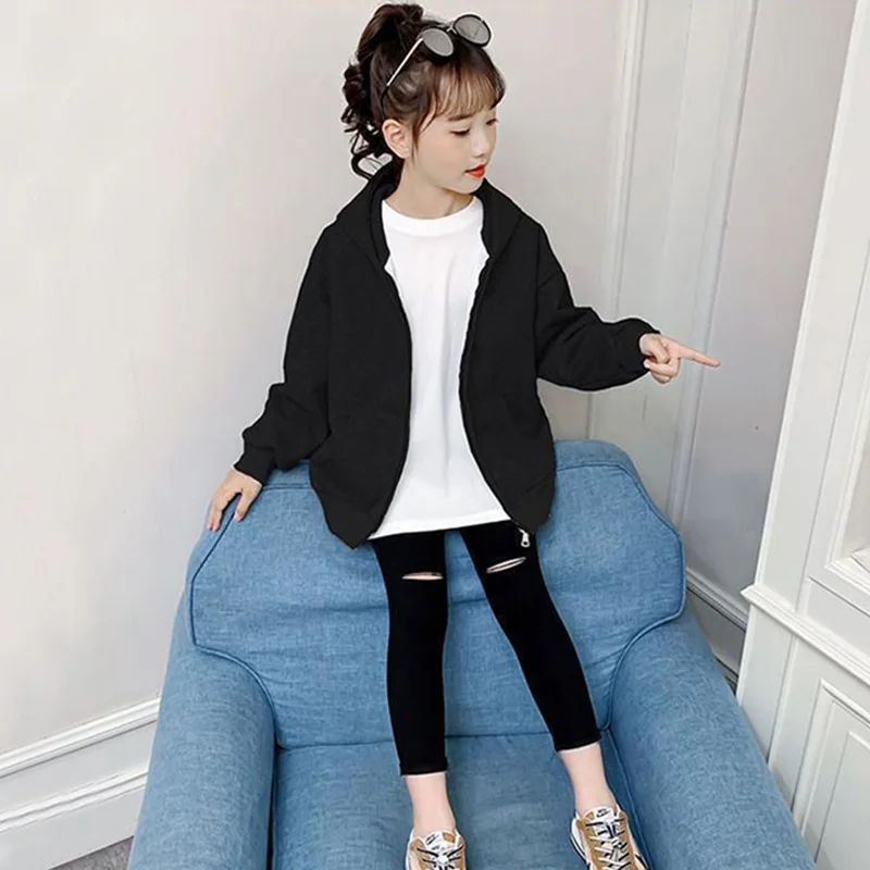 Winter Girls Cartoon Prints Fleece Lined Zip Sweatshirt Jacket School Kids Warm Track Hoodie Child Outfit Work Coat Tops 3-14Yrs