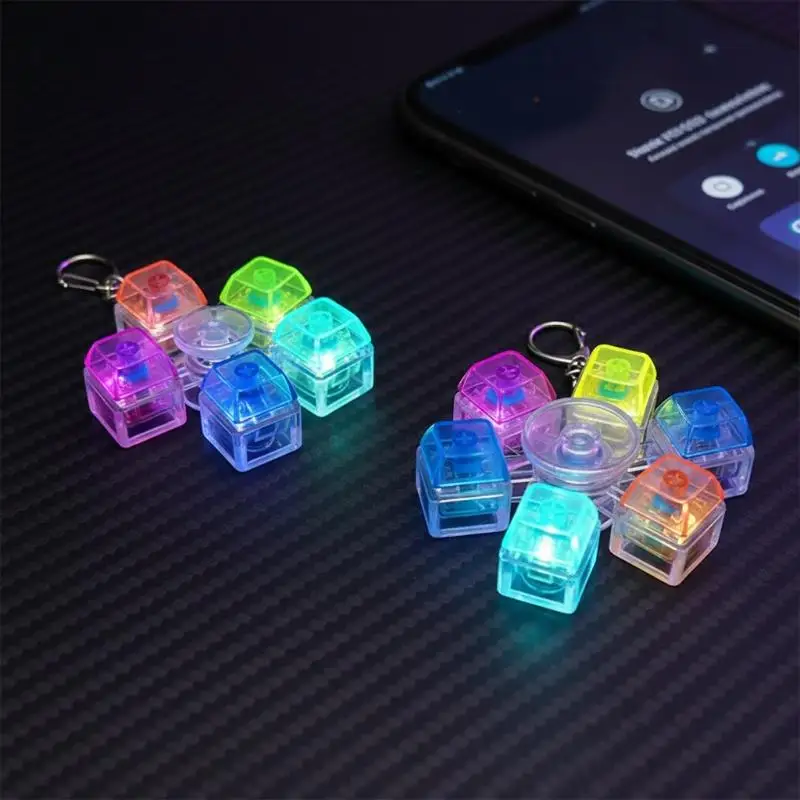 Creative Lighted Keycap Keychain Colorful Mechanical Pendant Stress Relief Bag Accessory for Students Gift