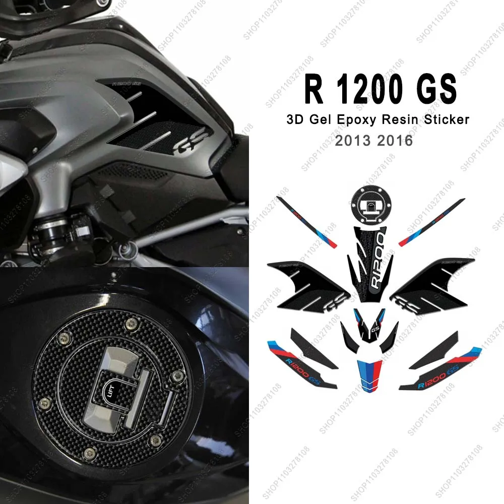 

For BMW R 1200 GS r1200gs 2013-2016 2015 Motorcycle Side fuel tank pad Protection Sticker 3D Gel Resin Sticker waterproof Kit