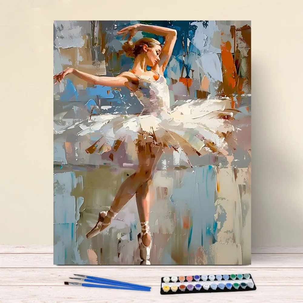 Painting By Numbers White Veil Ballet Girl Picture By Numbers For Home Decors Handpainted Diy Gift