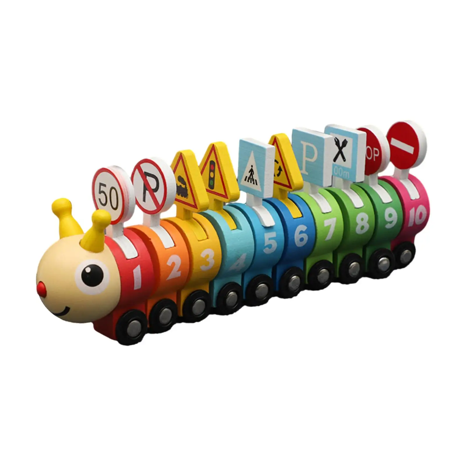 Wooden Train Cars Set Caterpillar Shape Toy for 1 2 3 Year Old Baby Kids