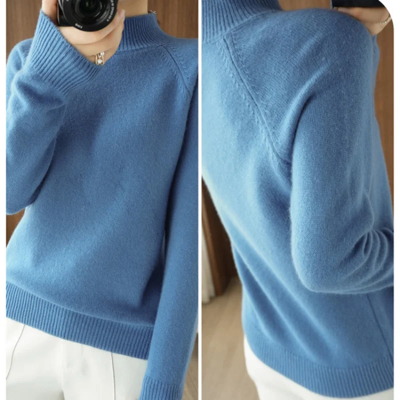 Turtleneck Pullover Fall Winter Cashmere Sweater Women Pure Color Casual Long-sleeved Loose Pullover Bottoming Women\'s Jumper