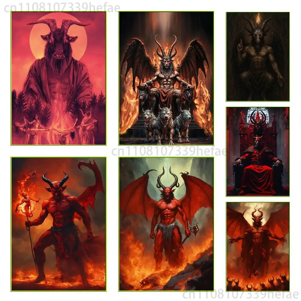 

Devil Art Satan Dark Belief Poster Self-adhesive Art Waterproof Paper Sticker Coffee House Bar Room Wall Decor