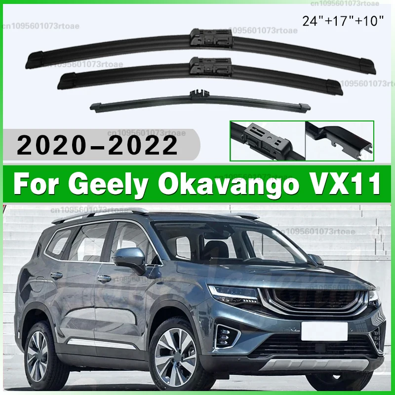 

24"17"10"Car Front Rear Wiper Blades Windshield Windscreen Rain Brush Accessories For Geely Okavango VX11 2020 2021 2022 Window