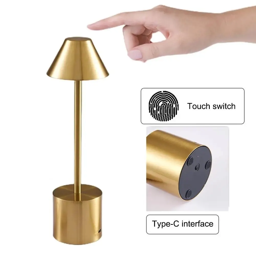 โคมไฟตั้งโต๊ะ LED แบบสัมผัสหรี่ได้3สีโคมไฟ USB แบบชาร์จไฟได้โคมไฟไฟตั้งโต๊ะกลางคืน pelindung Mata