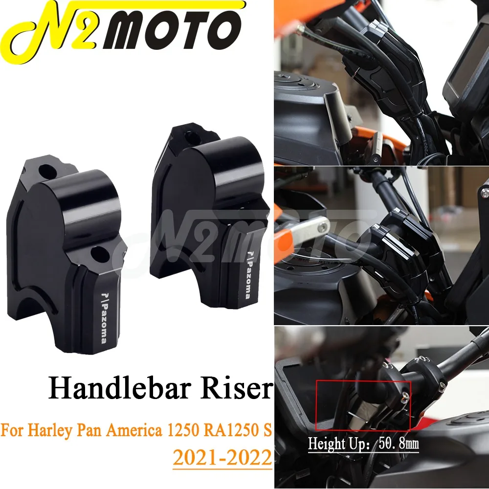 

Motorcycle Handlebar Risers w/Offset Backward Adapters Pull Riser Back Move Mount For Harley Pan America 1250 RA1250 S 2021 2022