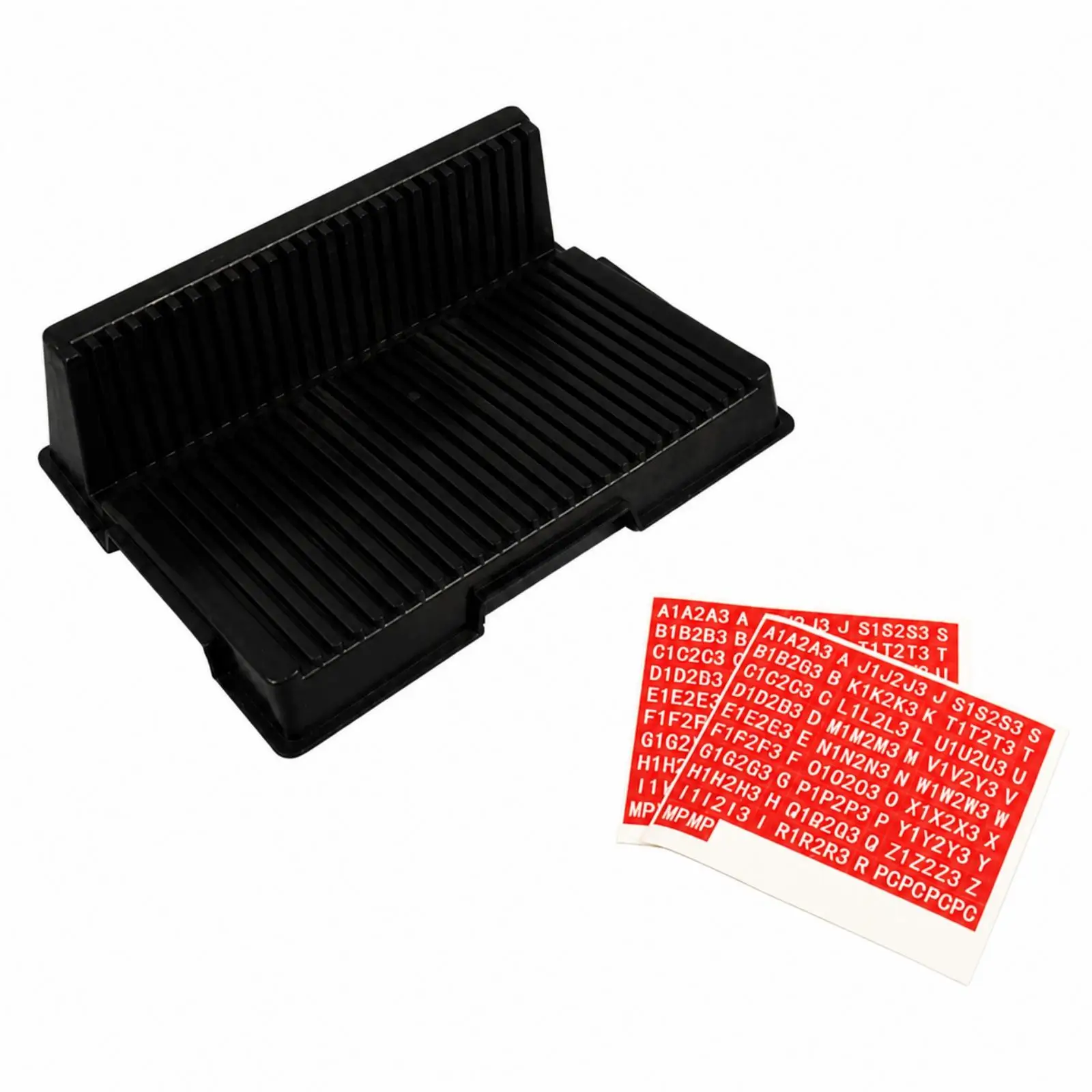 Model Kit Runner Rack Assembly Organizer L Type Plastic Holder with Slotted Base and Sticker Labels for Tidy Hobby Bench Storage