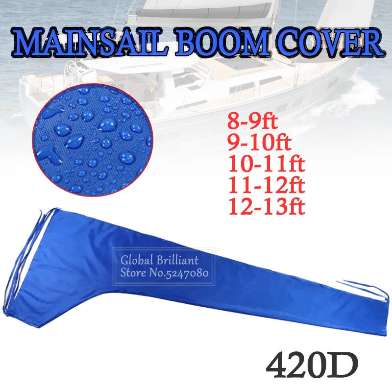 

420D Sail Cover Mainsail Boom Boat Cover Anti UV Sunshade Boom Sail Cover 8-9Ft 9-10Ft 10-11Ft 11-12Ft 12-13Ft Waterproof