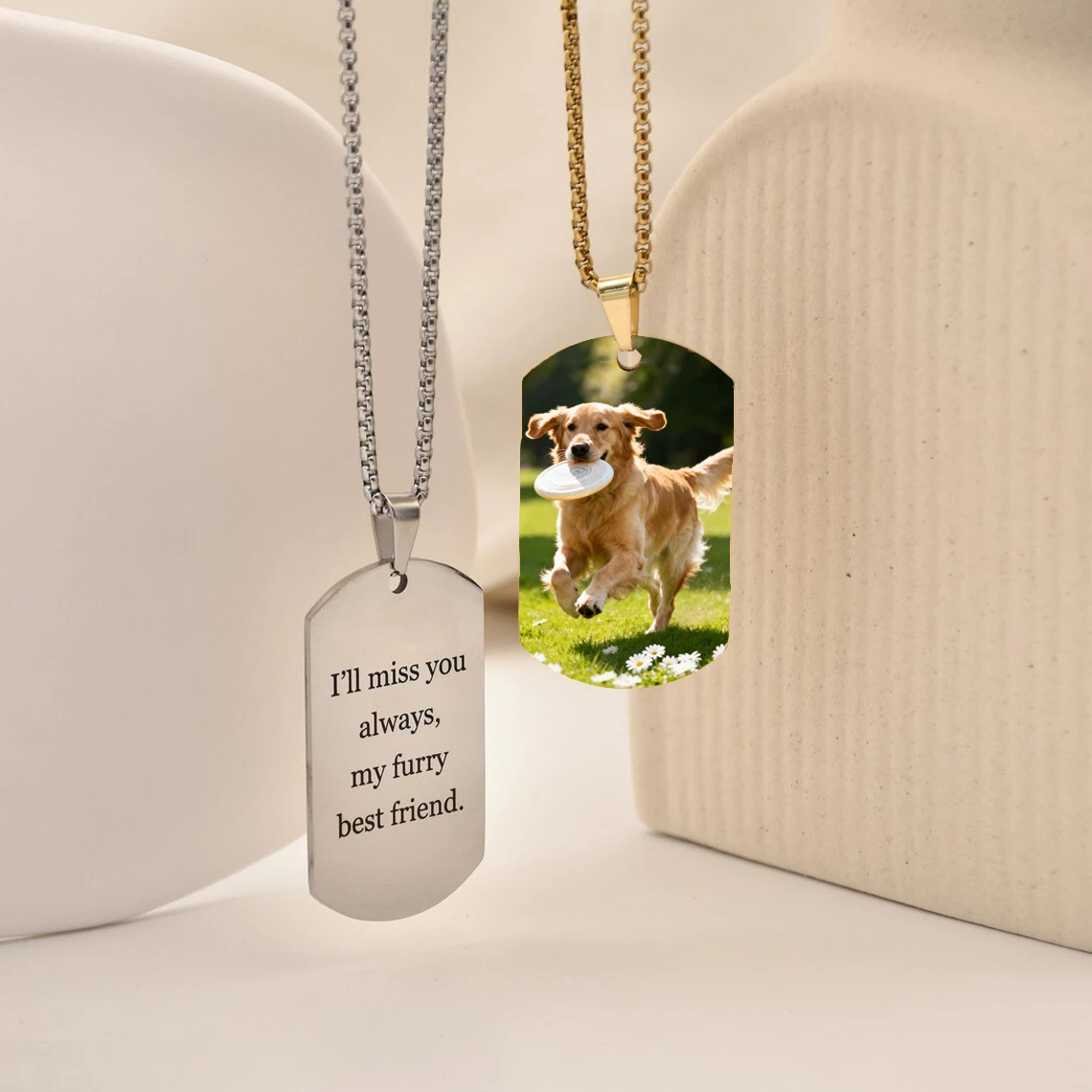 

Customized Colorful Photo Necklaces for Men Women Couples Stainless Steel Engrave Color Picture Pendant Family Christmas Gift