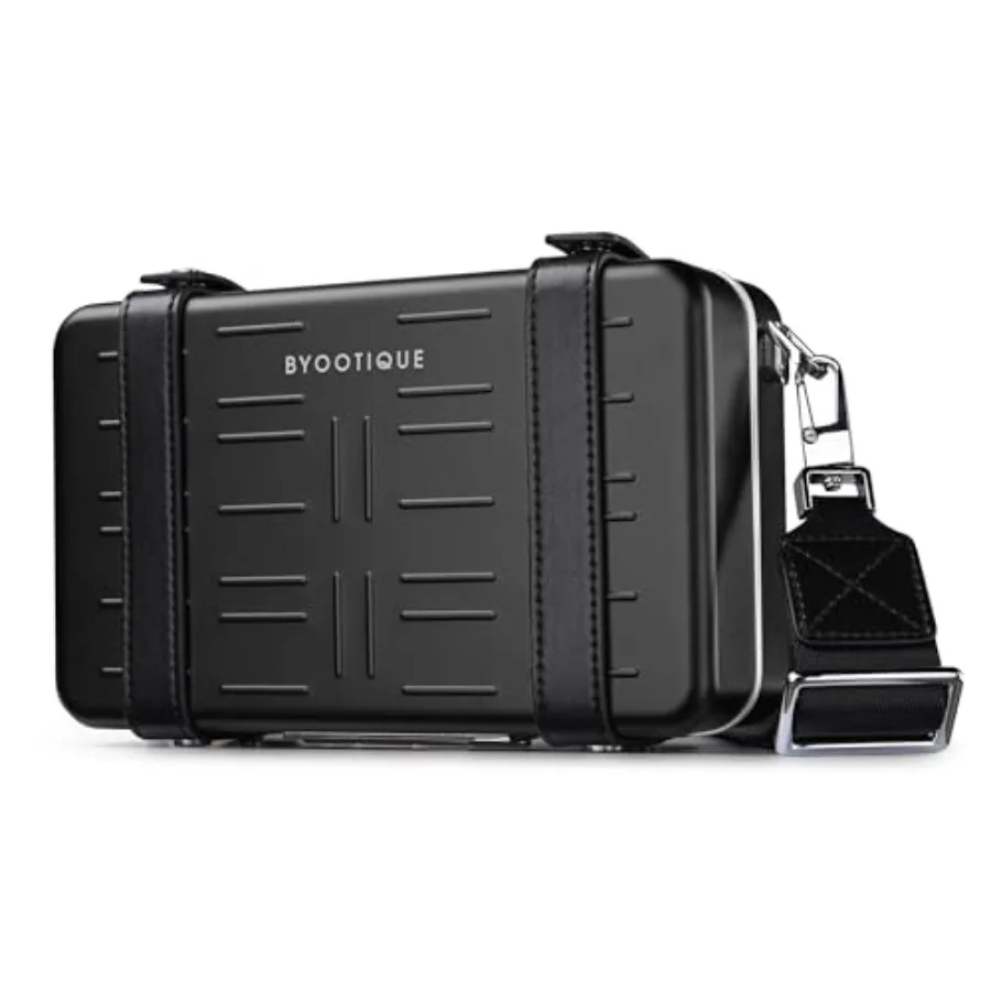 

Портативная алюминиевая сумка-клатч с жестким корпусом и регулируемым ремнем, косметичка через плечо для женщин, серебристая, легкая и прочная