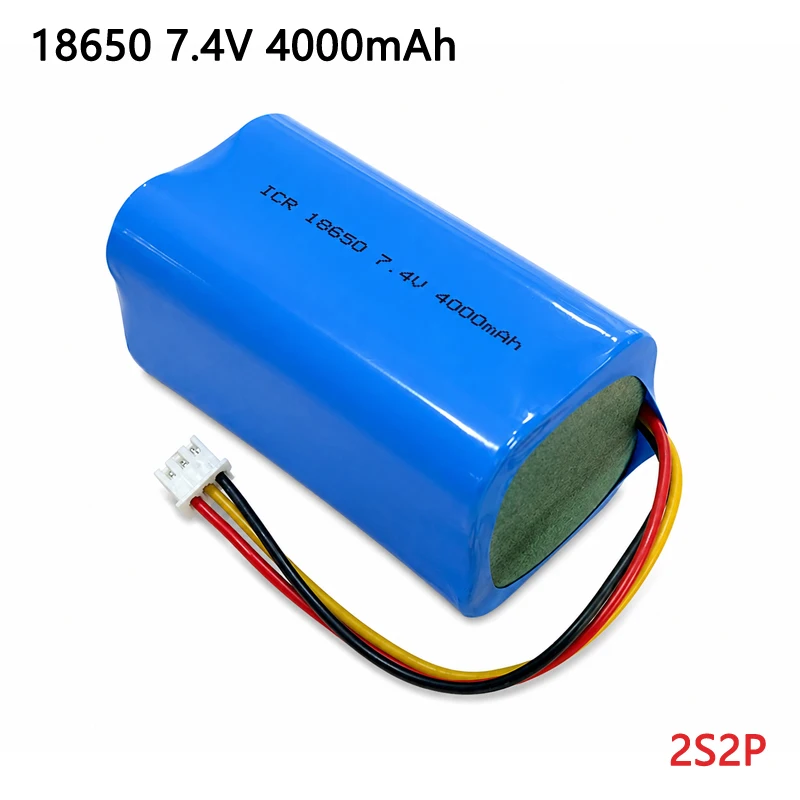 18650 7,4V 4000mAh Wiederaufladbarer Lithium-Akku für Megaphon, Lautsprecher, Solarleuchte, Spielzeug, Schutzplatine + XH2.54-3P Stecker