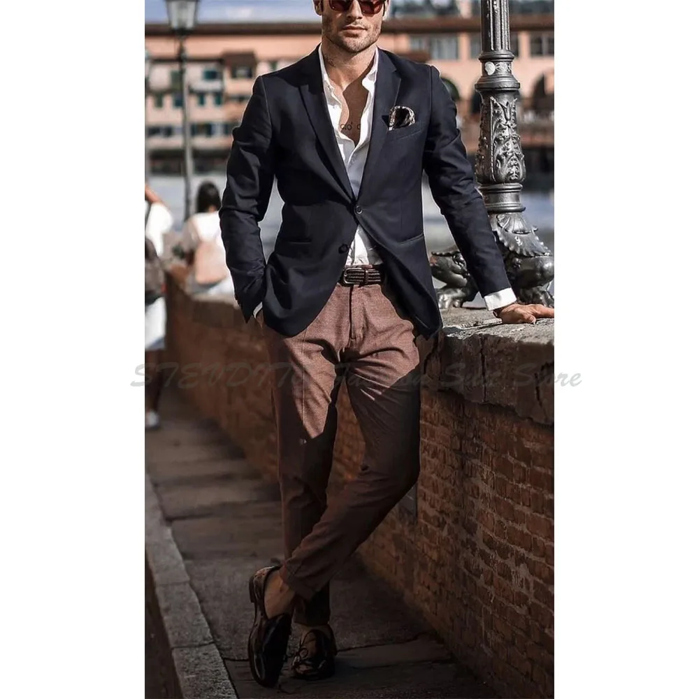 

2025 Chic Wedding suit Single Breasted Notched Lapel Fashion High Quality 2 Piece Jacket Pants Business Banquet Male Clothing