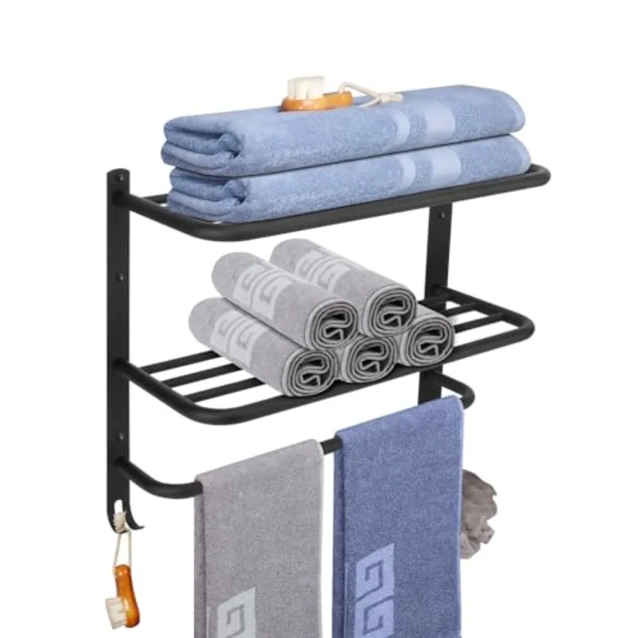 

Настенная 3-ярусная полка для полотенец из нержавеющей стали SUS304 с крючками, держатель для полотенец, органайзер для ванной комнаты