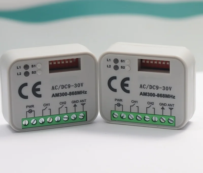 Empfängerschalter-Controller AC/DC 9 V-30 V, 2 Kanäle, 300 MHz bis 868 MHz, Fernschaltermodul/Smart-Relaisschalter