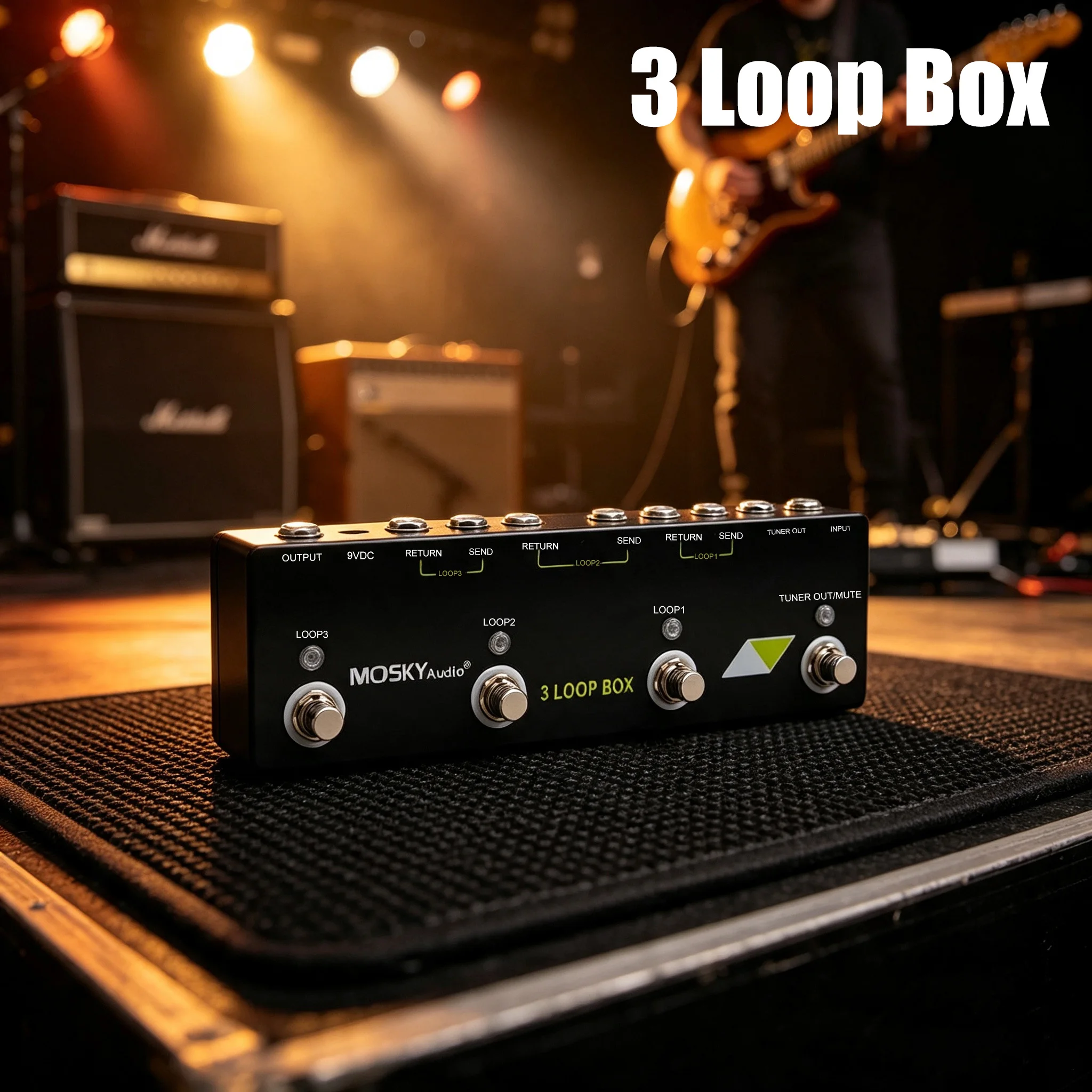 moskyaudio-3-loop-guitar-effects-pedal-board-with-channel-selector-tuner-and-mute-function-pedal-box-for-guitarists