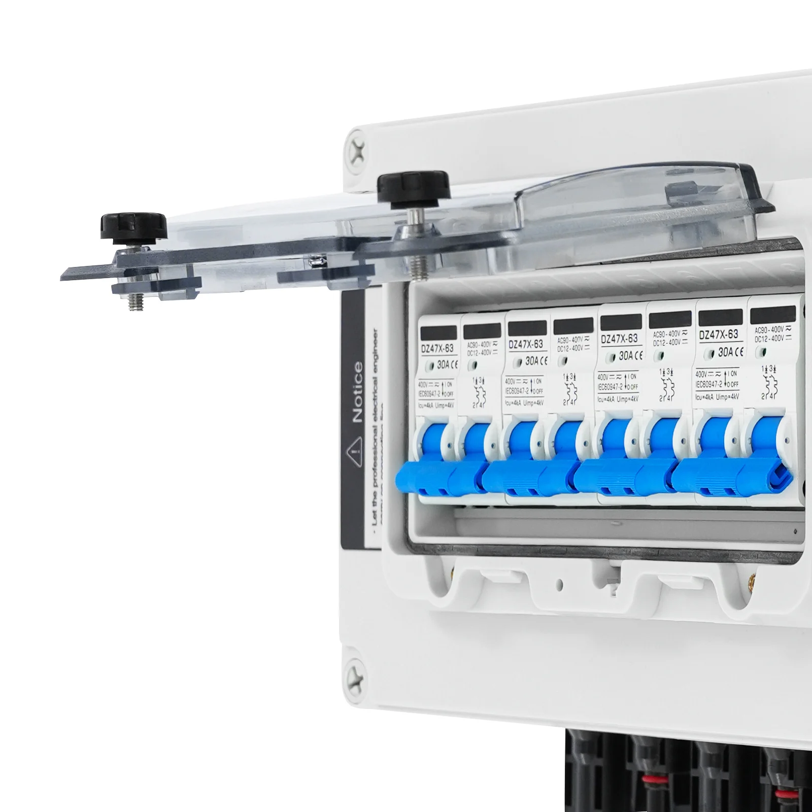 DC 12–400 V PV-Kombinator-Box, 4 Eingänge, 4 Ausgänge, 2 Eingänge, 2 Ausgänge, Solar-Leistungsschalter, IP67 wasserdicht, Flammschutz, Überspannungsschutz – Detail 9