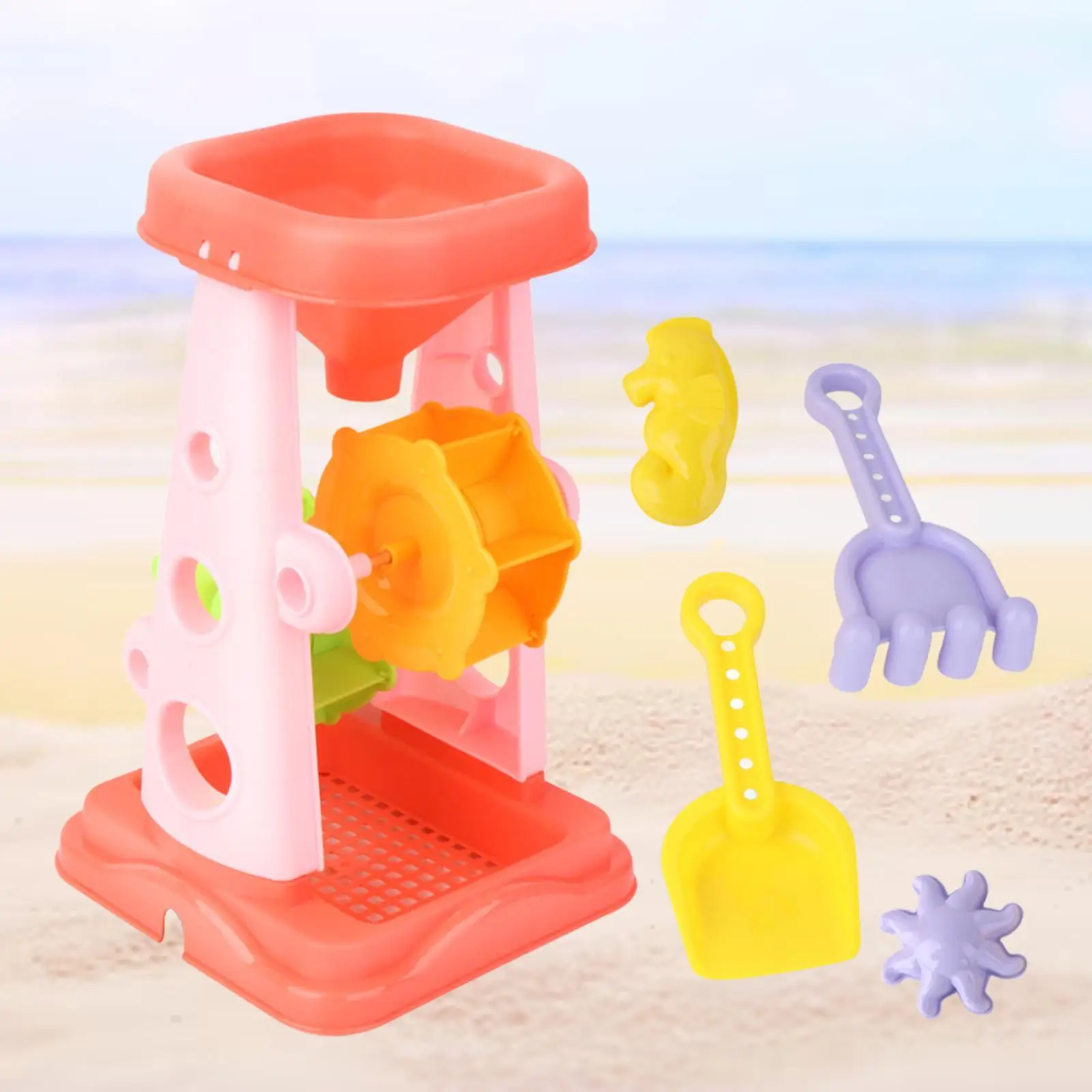 Brinquedo de roda de areia e água, funil de peneiração de água, portátil, resistente, colorido, praia, areia, para praia, piscina, crianças, caixa de areia ao ar livre