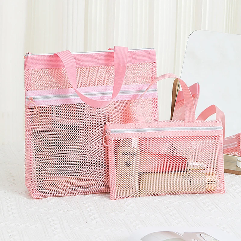 Small Portable Tote Wash Bag Toiletry Kit Multifunctional Mesh Cosmetic Bag Travel Organizer Storage Bag