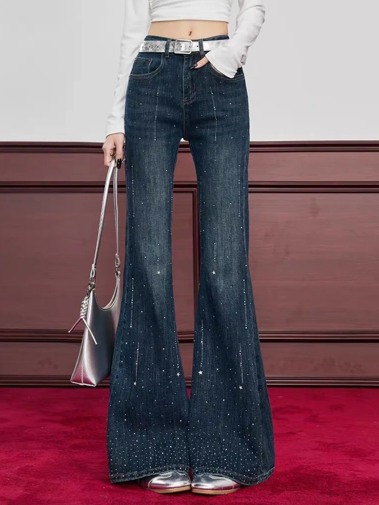 

Y2K Micro Flare Jeans Hot Stamping Design Slimming Retro Horse Hoof Pants for Women