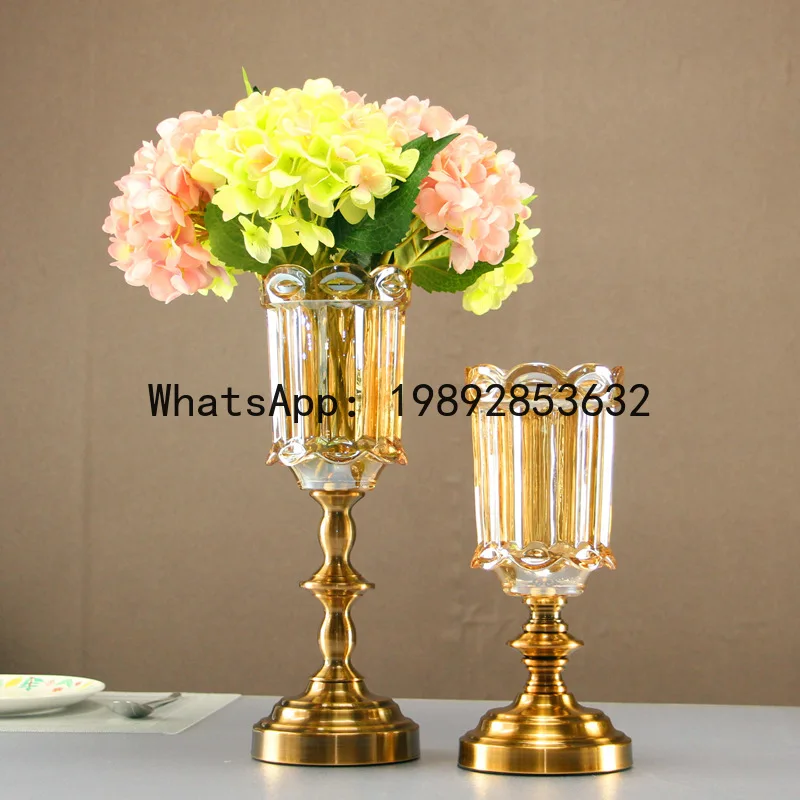 Glass vase ornament - neoclassical retro vase - soft decoration - floral arrangement vase